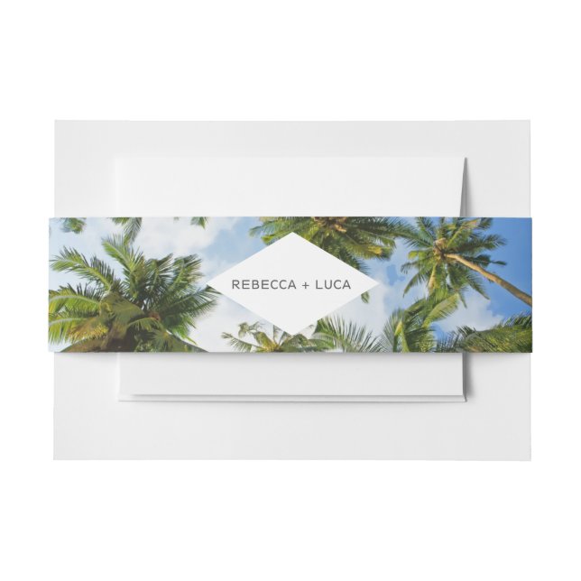 Bandeau De Faire-part Palmier tropical Florida Beach Wedding (Devant Example)