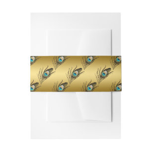 Bandeau De Faire-part Paon élégant d'or