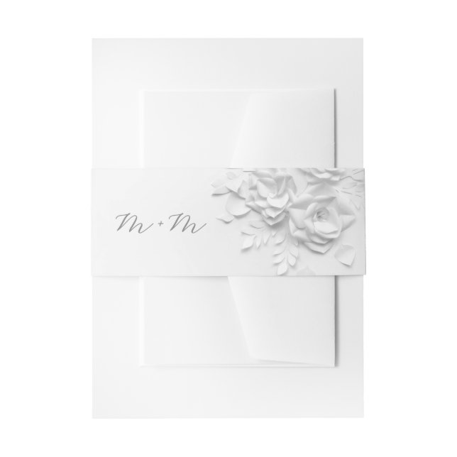Bandeau De Faire-part Paper Cute White 3D Roses Wedding (Devant example)