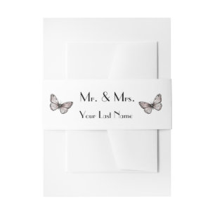 Bandeau De Faire-part Papillons roses simples modernes Monsieur + Madame