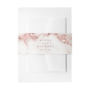 Bandeau De Faire-part Parties scintillant en marbre moderne Mariage Rose