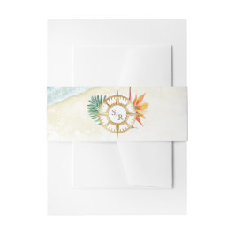 Bandeau De Faire-part Passeport Monogramme de la boussole d'or de plage