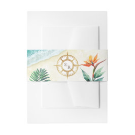 Bandeau De Faire-part Passeport Monogramme de la boussole d'or de plage