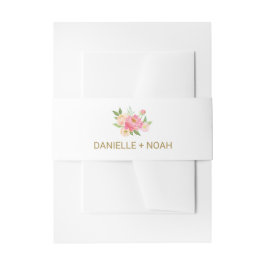Bandeau De Faire-part Peach and Pink Peony Flowers Mariage Belly Band