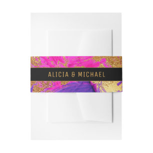 Bandeau De Faire-part Peinture acrylique moderne rose violet mariage or