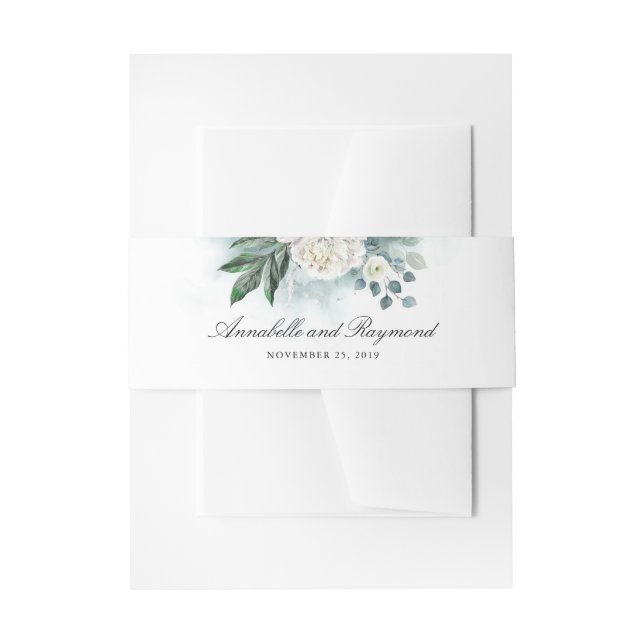 Bandeau De Faire-part Peonies blanches Elégant Mariage aquarelle (Devant example)