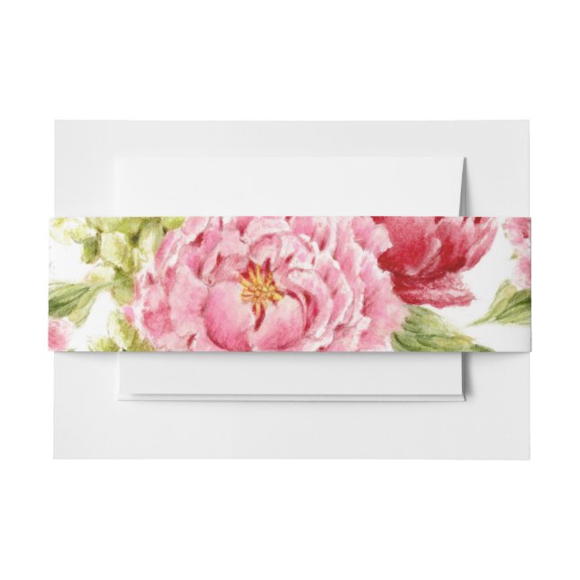 Bandeau De Faire-part Peonies et Hydrangea Invitation Belly Band (Devant Example)
