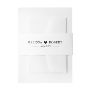 Bandeau De Faire-part Personnalisé moderne Coeur noir & blanc Mariage