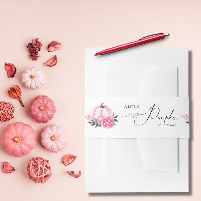 Bandeau De Faire-part Petit Baby shower Rustique rose-rose-blanc Citroui (Créateur téléchargé)