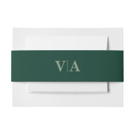 Bandeau De Faire-part Pin d'hiver vert avec Monogramme Mariage