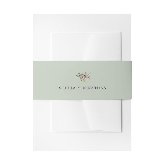 Bandeau De Faire-part Pine et Berries Sage Green Mariage d'hiver (Devant example)