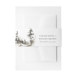 Bandeau De Faire-part Pine Woods Mountain Paysage Mariage de croquis