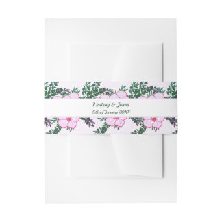 Bandeau De Faire-part Pink Anemone Verdure Floral Mariage Belly Bandes