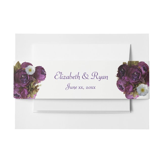 Bandeau De Faire-part Pivoines violettes, Roses blanches Mariage, Person (Devant Example)