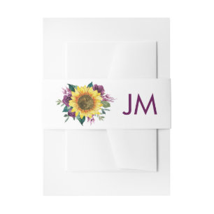 Bandeau De Faire-part Plum de tournesol violet Rose Mariage Monogramme