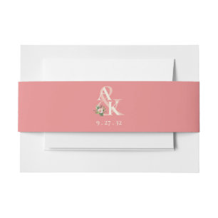 Bandeau De Faire-part Plumeria tropicale & Flamant rose Lily Belly Band