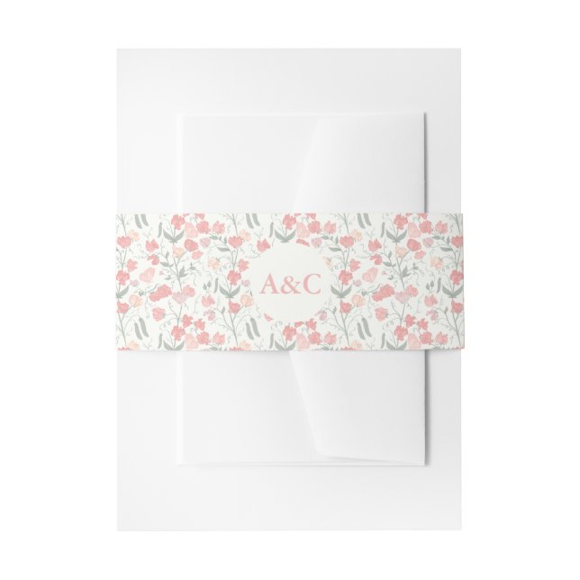 Bandeau De Faire-part Pois doux Mariage rose et crème (Devant example)
