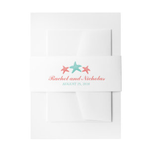 Bandeau De Faire-part Poisson corail et menthe blanche   Mariage
