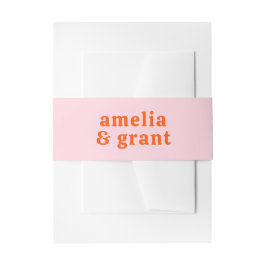 Bandeau De Faire-part Police rétro Orange et rose Mariage moderne