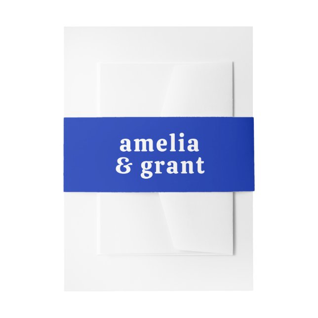 Bandeau De Faire-part Police Rétro Royal Blue Mariage moderne (Devant example)