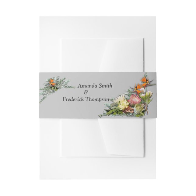 Bandeau De Faire-part Protea - Strelitzia Flower Enveloppe Band (Devant example)