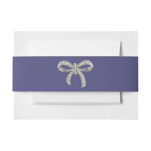 Bandeau De Faire-part Purple Blue Diamond Bow Invitation Belly Band