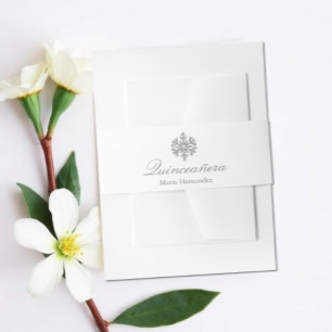 Bandeau De Faire-part Quinceanera hivernale de flocons d'argent