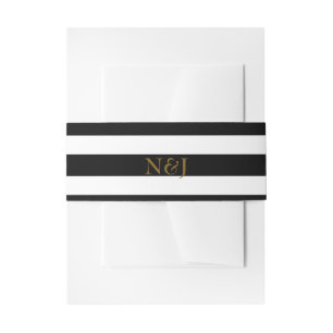 Bandeau De Faire-part Rayures rayées noir et blanc Mariage Élégant