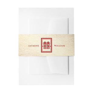 Bandeau De Faire-part Rectangle classique Double Bonheur Mariage chinois