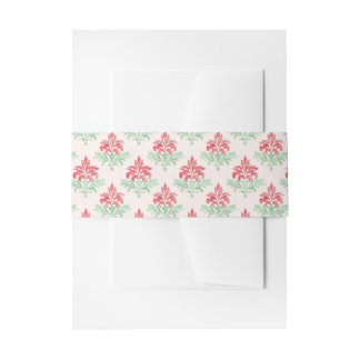 Bandeau De Faire-part Red and Green Grandmillennial Christmas Damask