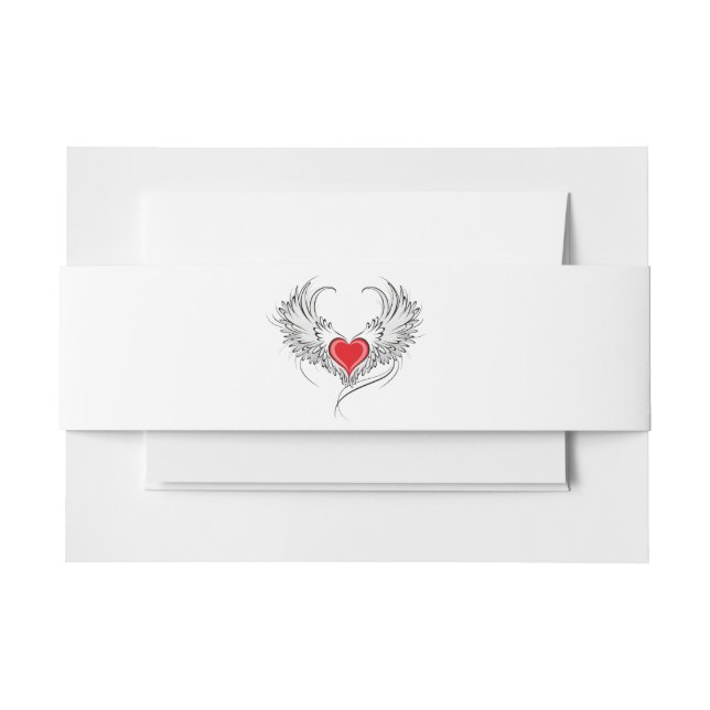 Bandeau De Faire-part Red Angel Coeur avec ailes (Devant Example)