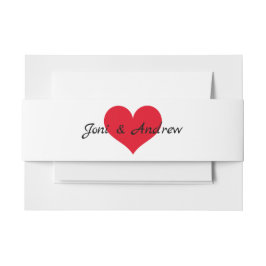 Bandeau De Faire-part Red Heart Monogram Invitation Bande de ventre