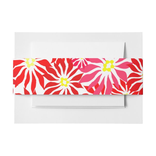 Bandeau De Faire-part Red Poinsettia Fleurs Invitation Bande de ventre (Devant Example)