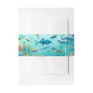 Bandeau De Faire-part Requins & Poissons Aquarelle Aquatique Mariage Aqu
