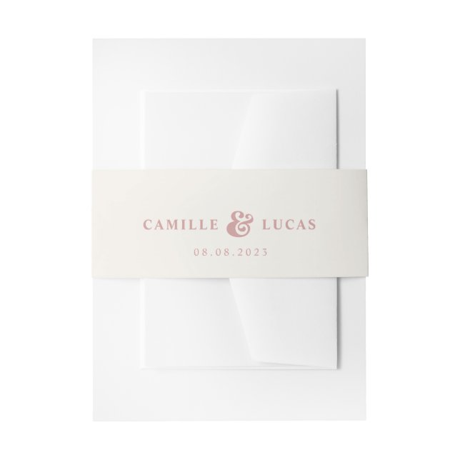 Bandeau De Faire-part Retro Dusty Rose Invitation Belly Band (Devant example)