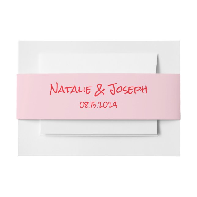 Bandeau De Faire-part Retro Pink Red Hand Written Modern Funky Wedding (Devant Example)