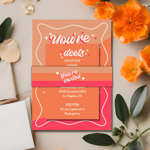 Bandeau De Faire-part Retro Super Bold Typographie Colorful Mariage des 
