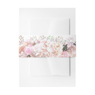 Bandeau De Faire-part Romantique dentelle blanche hydrangée roses rose M