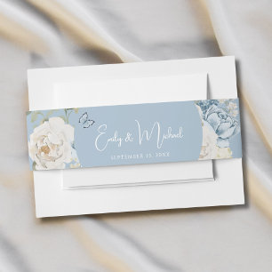 Bandeau De Faire-part Romantique Dusty Blue Welcome Floral Mariage