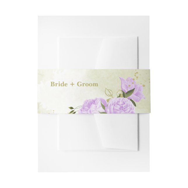 Bandeau De Faire-part Romantique fleurs violet vert mariage (Devant example)