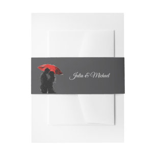 Bandeau De Faire-part Romantique Parisien Parapluie Rouge Love Silhouett