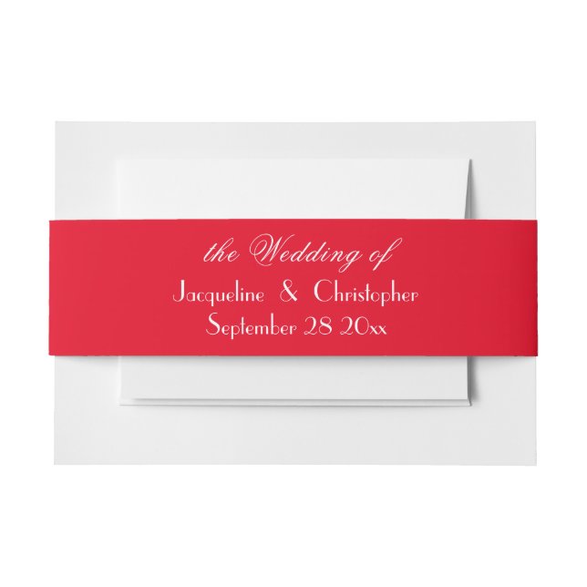 Bandeau De Faire-part Romantique Red Chic Script Noms Élégant Mariage (Devant Example)