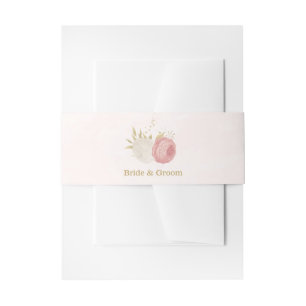 Bandeau De Faire-part Romantique rose blanc & or mariage floral