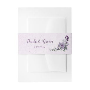 Bandeau De Faire-part Romantique violet fleurs blanches mariage