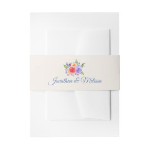 Bandeau De Faire-part Rose coloré aquarelle Mariage floral