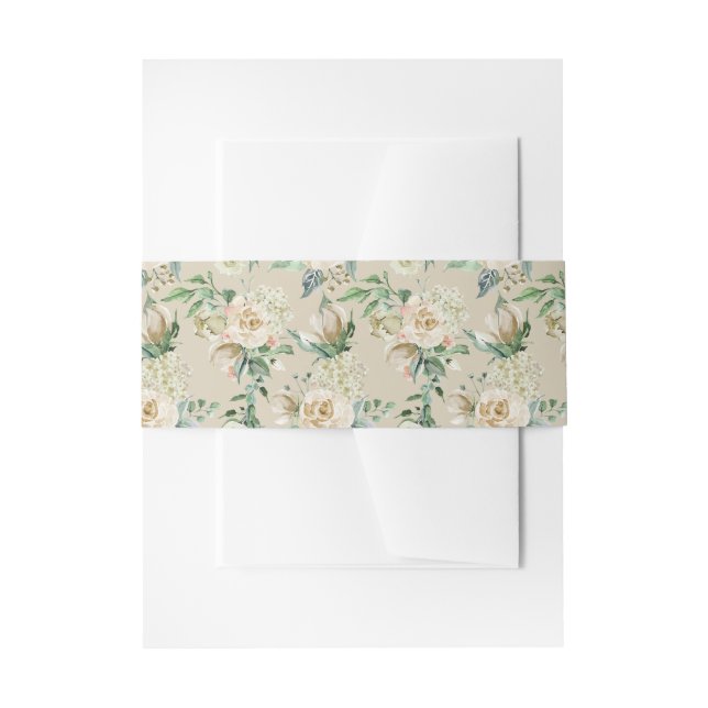 Bandeau De Faire-part Rose de crème Hydrangea Floral Aquarelle Motif (Devant example)