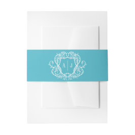 Bandeau De Faire-part Rose Décousue Turquoise Monogramme Crête Mariage