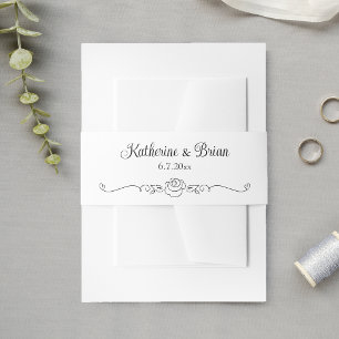 Bandeau De Faire-part Rose dessinée à la main élégante et minimaliste