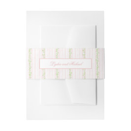 Bandeau De Faire-part Rose doux et vert sage rayé