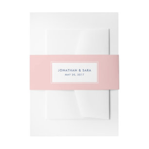 Bandeau De Faire-part Rose et denim bleus, mariage élégant